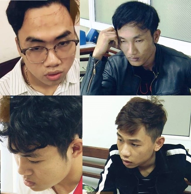 Bốn nghi phạm bị tạm giữ. Ảnh: Truyền hình An ninh Đà Nẵng
