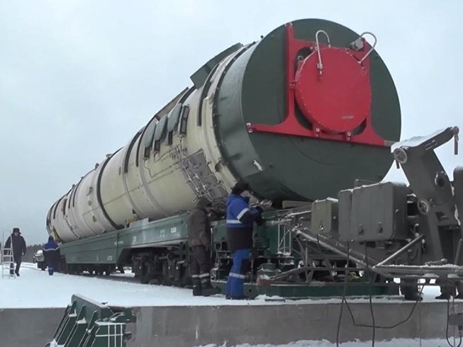 Tên lửa đạn đạo nhiệt hạch hạng nặngRS-28 Sarmat của Nga. Ảnh: SPUTNIK