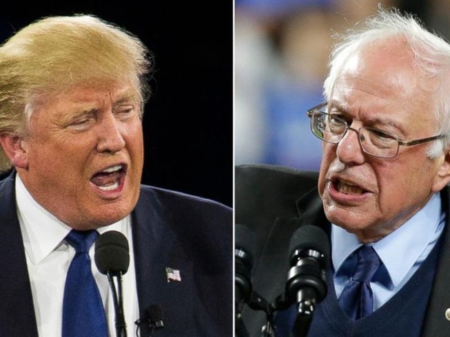 Tổng thống Mỹ Donald Trump (trái) và ông Bernie Sanders. Ảnh: ABC NEWS