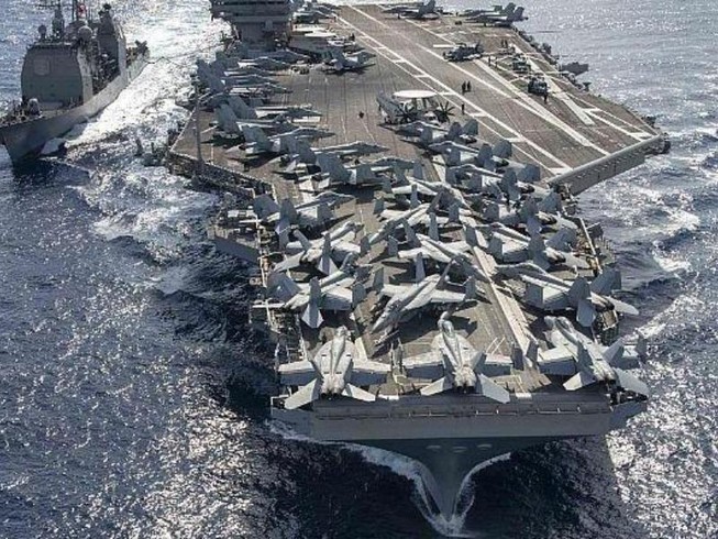Tàu sân bay USS Ronald Reagan của Hải quân Mỹ. Ảnh: UPI