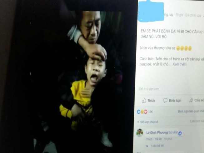 Bé trai bị chó cắn phát dại kêu như chó sủa?