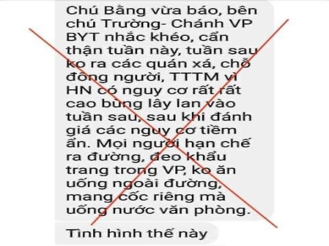 Bộ Y tế bác tin đồn Hà Nội có nguy cơ bùng phát dịch COVID-19