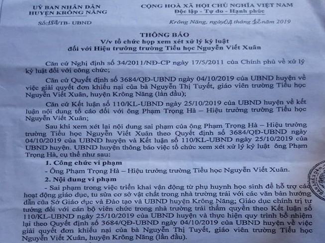 Vận động hỗ trợ giáo dục, 1 hiệu trưởng bị xem xét kỷ luật