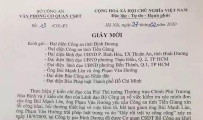 Bộ Công an tổ chức xin lỗi 2 người bị giam trái luật