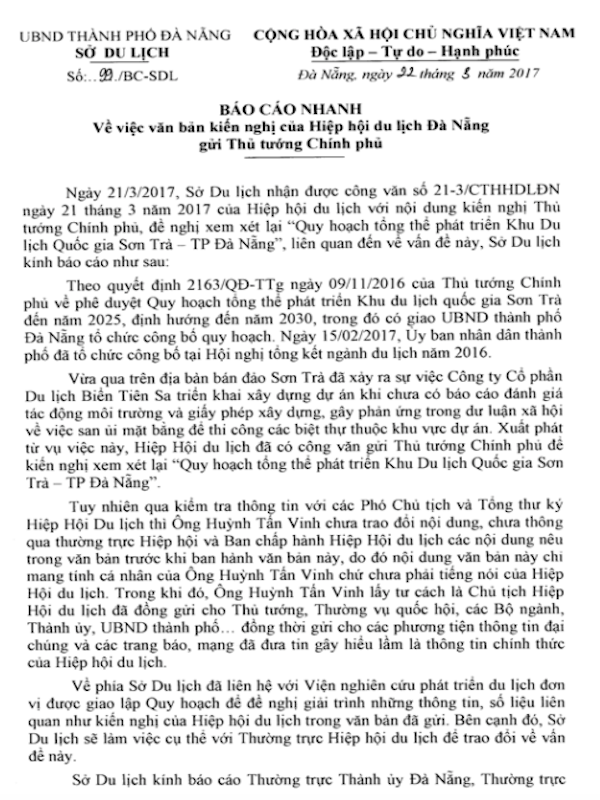 Sở Du lịch Đà Nẵng phản pháo 'tâm thư' cứu Sơn Trà