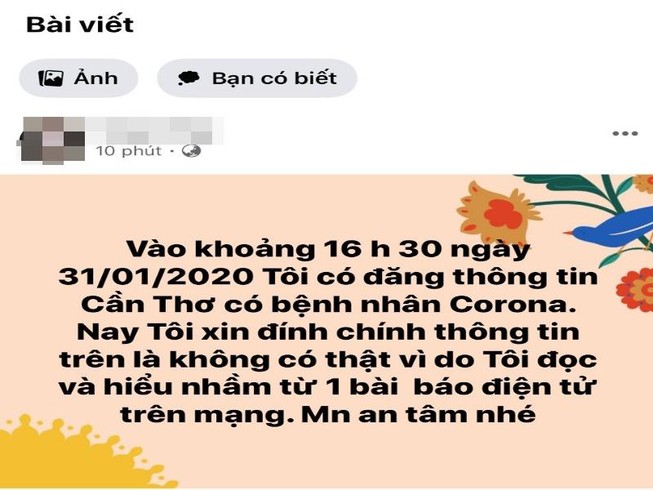Nữ bác sĩ đã đăng thông tin đính chính