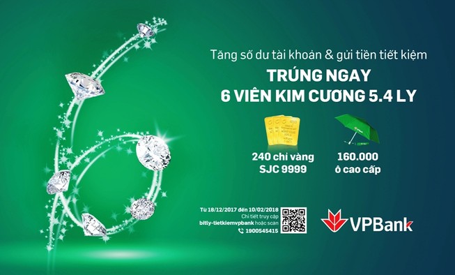 Gửi tiền triệu trúng kim cương vĩnh cửu cùng VPBank