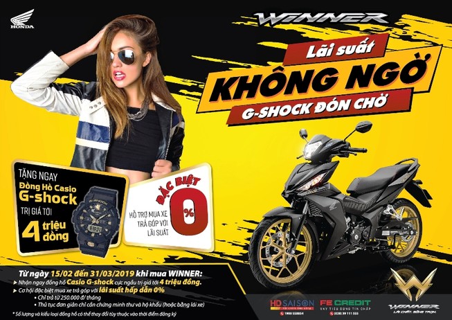 “Lãi suất không ngờ, G-shock đón chờ” khi mua Winner 150