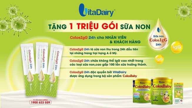 VitaDairy tặng 1 triệu gói sữa non giúp chống dịch COVID-19
