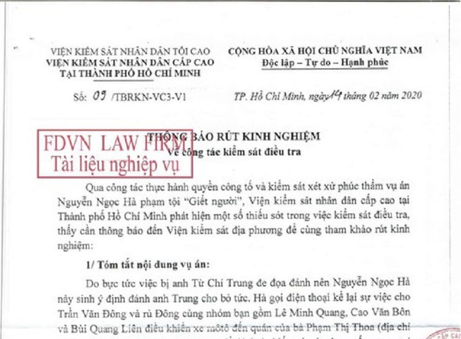 Viện kiểm sát rút kinh nghiệm vụ án giết người nghi lọt tội