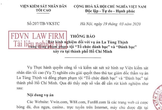 VKSND Tối cao: Đánh bạc nhiều lần mà xử án treo là không ổn