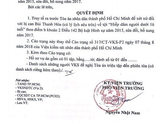 Truy tố người làm bé gái 15 tuổi mang thai