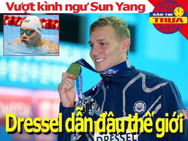 Kình ngư Dressel vượt Sun Yang dẫn đầu thế giới