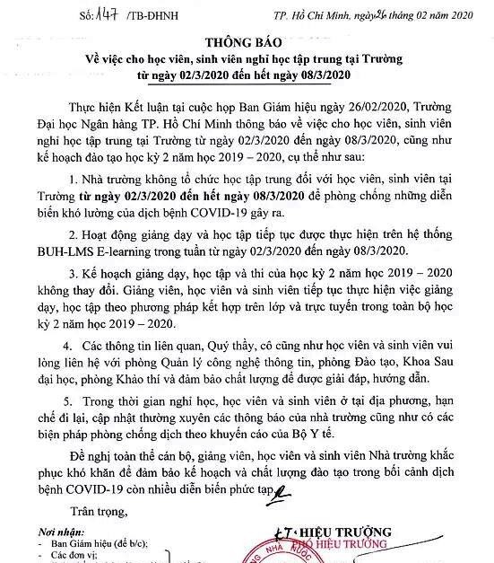 3 trường ĐH tại TP.HCM tiếp tục cho SV nghỉ vì dịch COVID-19