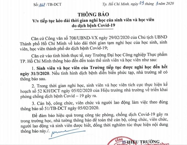 Dịch COVID-19: 7 trường học cho sinh viên nghỉ hết tháng 3