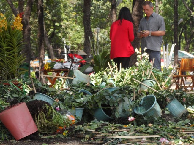 Đập từng giỏ hoa vì không muốn bị 'hôi của'
