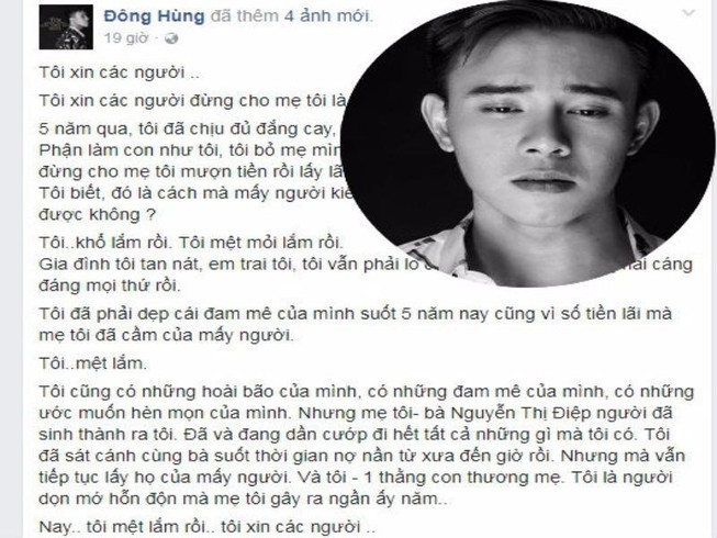 Nai lưng trả nợ cho mẹ, ca sĩ Đông Hùng tuyệt vọng