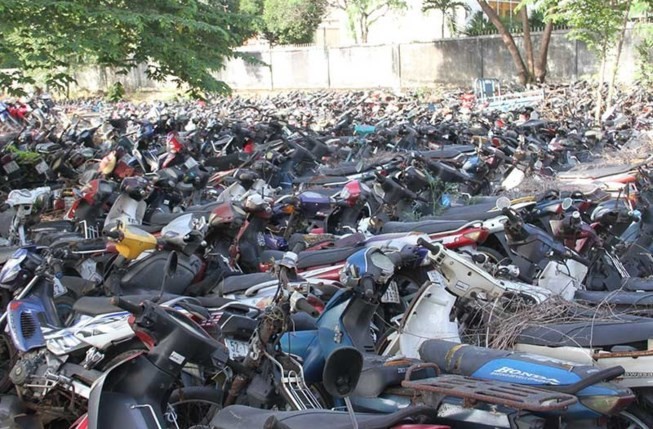 Công an huyện Nhà Bè tìm chủ sở hữu 61 xe máy