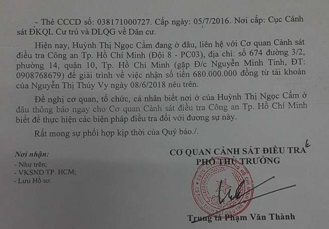 Công an truy tìm 1 phụ nữ nhận chuyển khoản 680 triệu đồng