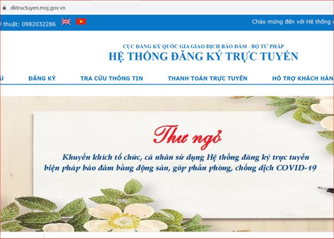 Cục Đăng ký Quốc gia Giao dịch bảo đảm gửi thư ngỏ tới khách hàng.