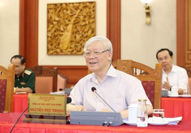 Tổng Bí thư, Chủ tịch nước Nguyễn Phú Trọng phát biểu tại buổi làm việc. Ảnh: TTXVN