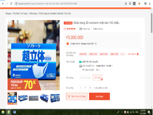 Khẩu trang y tế loạn giá, có loại vọt lên 300.000 đồng/hộp