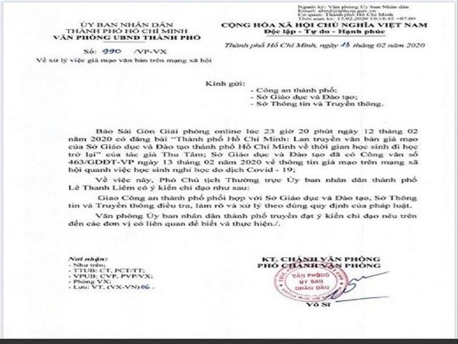 TP.HCM xử lý nghiêm việc giả mạo văn bản trên mạng xã hội