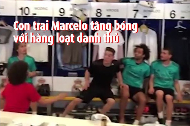 Con trai Marcelo tâng bóng với hàng loạt ngôi sao Real Madrid