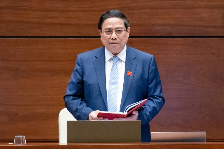 Thủ tướng Phạm Minh Chính trả lời chất vấn chiều 12-11. Ảnh: QH Thủ tướng Phạm Minh Chính