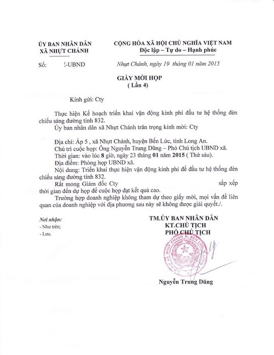 Thư mời kèm theo lời dọa yêu cầu doanh nghiệp dự họp