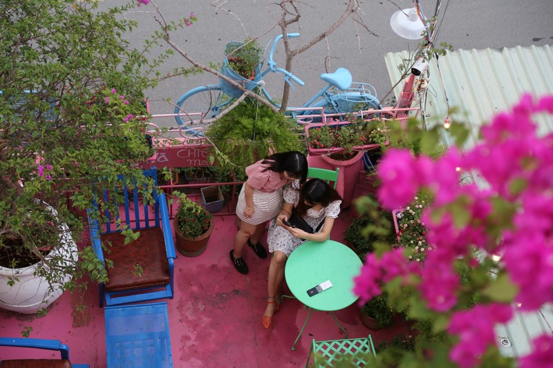 Giới trẻ đến check-in 'Ngôi nhà màu hồng và xe đạp màu xanh' - ảnh 11