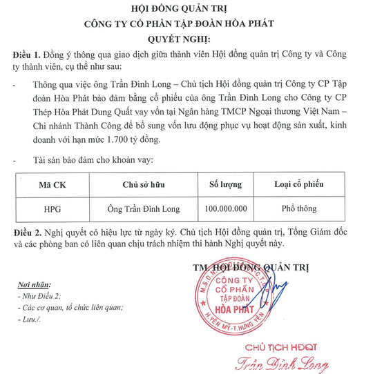 Tỷ phú Trần Đình Long đem tài sản cá nhân ra 'cầm cố' - ảnh 1