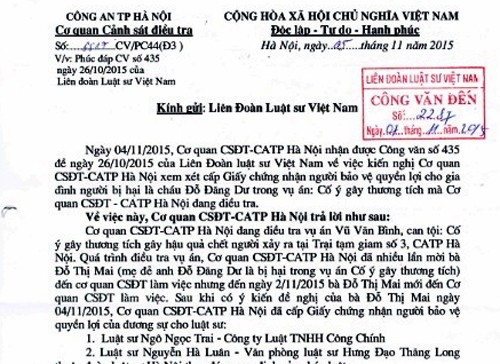 Vụ bị can Đỗ Đăng Dư chết: Cấp giấy chứng nhận cho luật sư - ảnh 1