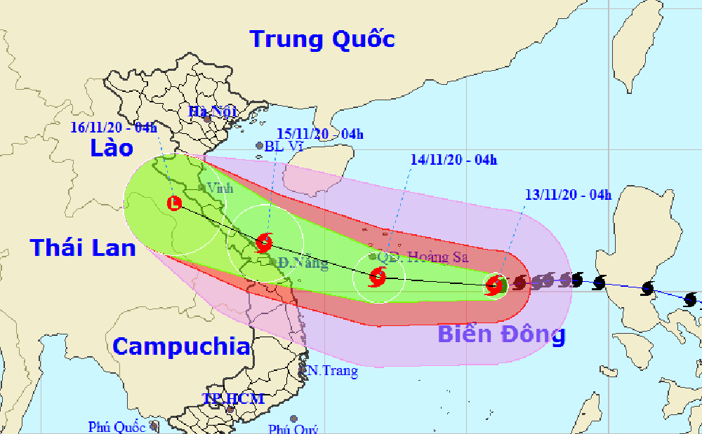 Bão giật cấp 15 hướng vào vùng biển Quảng Bình đến Quảng Nam - ảnh 1