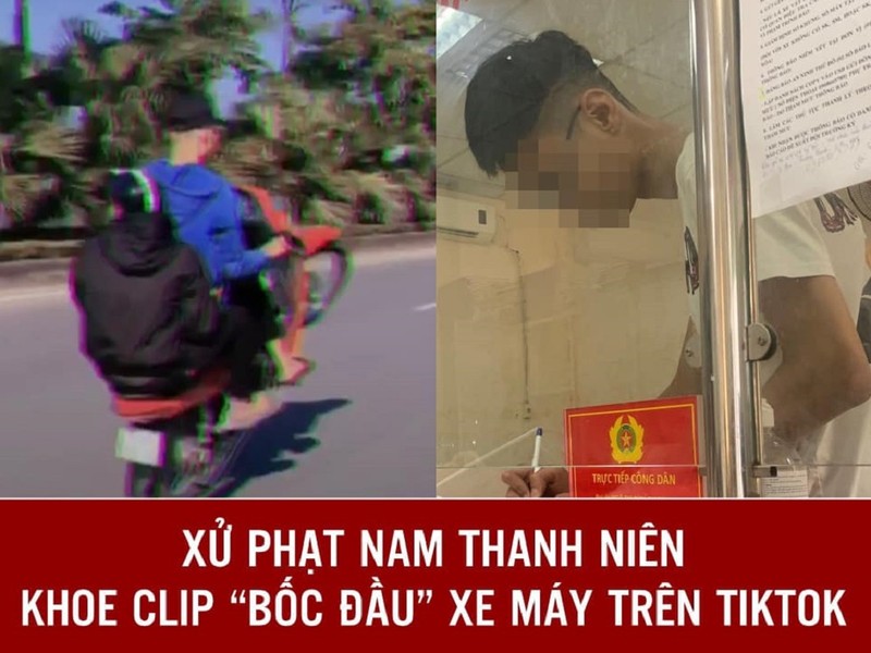 Bị xử phạt vì bốc đầu xe máy để đăng trên TikTok thumbnail