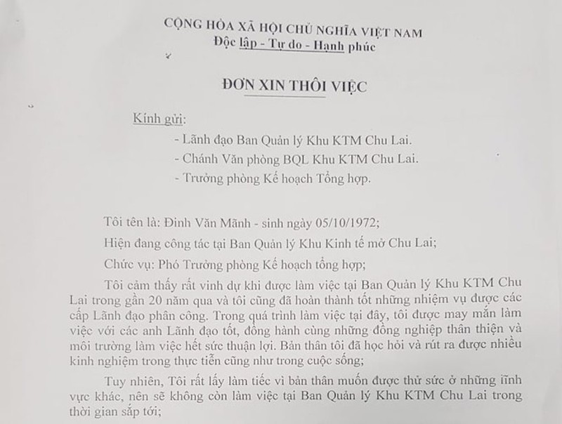 Quảng Nam: Chưa cho kế toán trưởng Khu KTM Chu Lai nghỉ việc  - ảnh 1