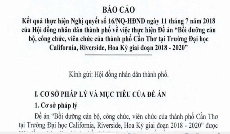 Cần Thơ xin dừng đề án đưa cán bộ đi học bồi dưỡng ở Mỹ - ảnh 1