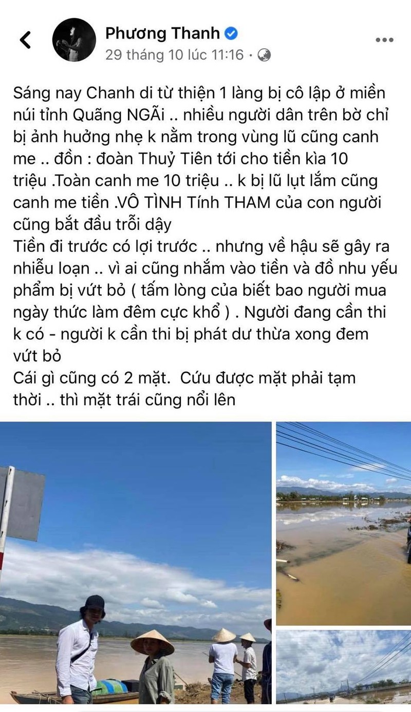 Ca sĩ Phương Thanh nói về bài đăng ‘canh me đoàn Thuỷ Tiên’ - ảnh 1