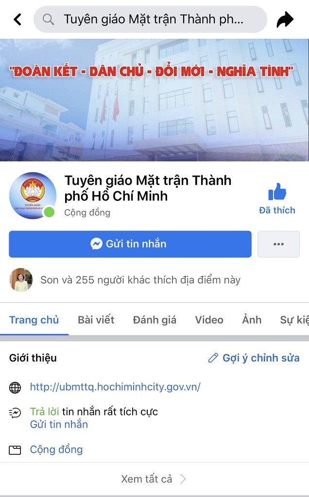 Uỷ ban MTTQ Việt Nam TP.HCM có trang Facebook riêng - ảnh 1