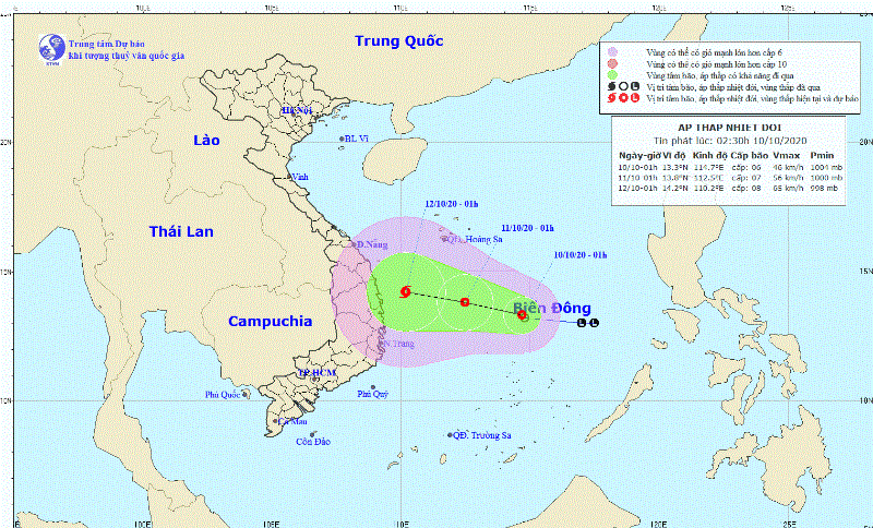 Áp thấp nhiệt đới mạnh thêm, hướng vào Bình Định - Khánh Hòa - ảnh 1