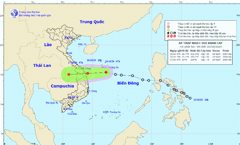 Chiều nay, áp thấp nhiệt đới vào vùng biển Đà Nẵng-Bình Định - ảnh 1