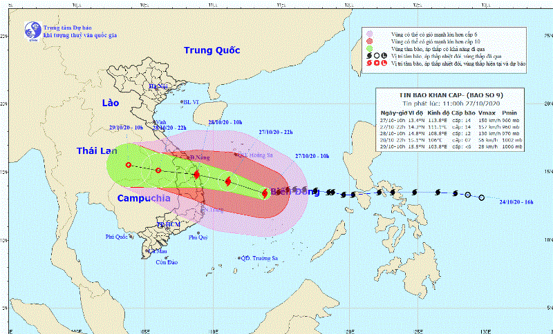 Bão số 9 đang hướng về đất liền, gió mạnh giật cấp 17 - ảnh 1