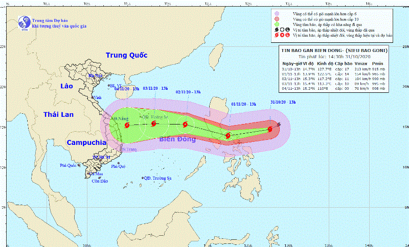 Ngày 2-11, bão Goni vào Biển Đông, miền Trung chủ động ứng phó - ảnh 1