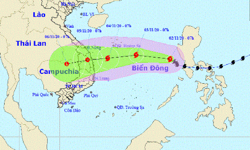Sau khi vào Biển Đông, bão Goni giảm còn cấp 8