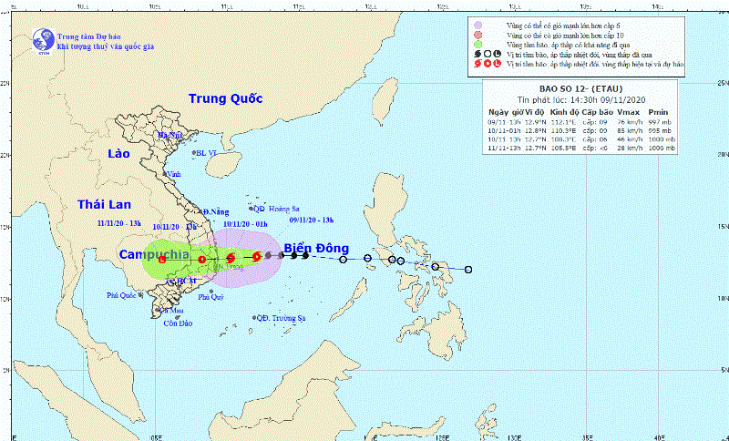 Bão số 12 áp sát bờ, bão VAMCO giật cấp 16 sắp vào Biển Đông - ảnh 1