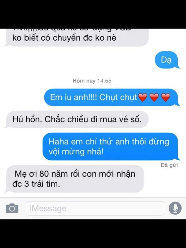 Vợ nhắn tin 'em yêu anh' và ngàn lẻ một phản ứng của các ông chồng ảnh 13 Khi các bà vợ nhắn tin ‘Em yêu anh’ và cái kết ‘phũ phàng’ 12