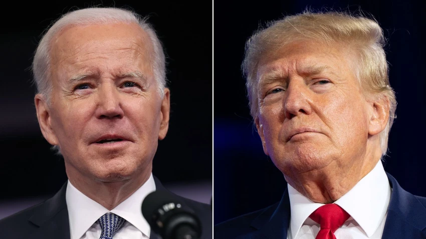 Đương kim Tổng thống Mỹ Joe Biden (trái) và cựu Tổng thống Mỹ Donald Trump. Ảnh ghép: CNN ảnh 1 Anh bai chinh P16 dang 2-10-2023.jpg