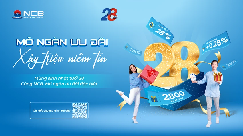 Chương trình ưu đãi lớn mừng sinh nhật 28 năm của NCB. ảnh 1 NCB-uu-dai-sinh-nhat-1.png