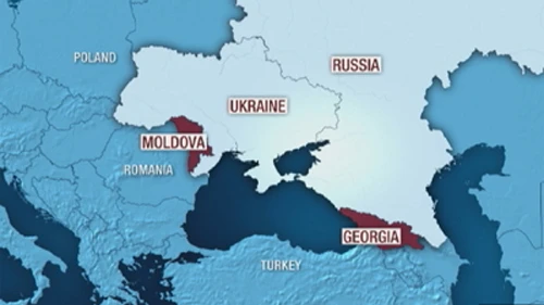 Vị trí Ukraine, Moldova và Gruzia (Georgia) trên bản đồ. Đồ họa:France24 ukraine-europe-map-en-1-9673-1401870133.