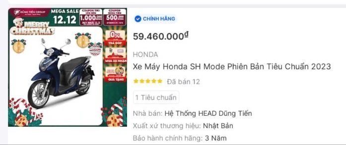 Có đại lý bán Honda SH Mode với giá chỉ hơn 59 triệu đồng.